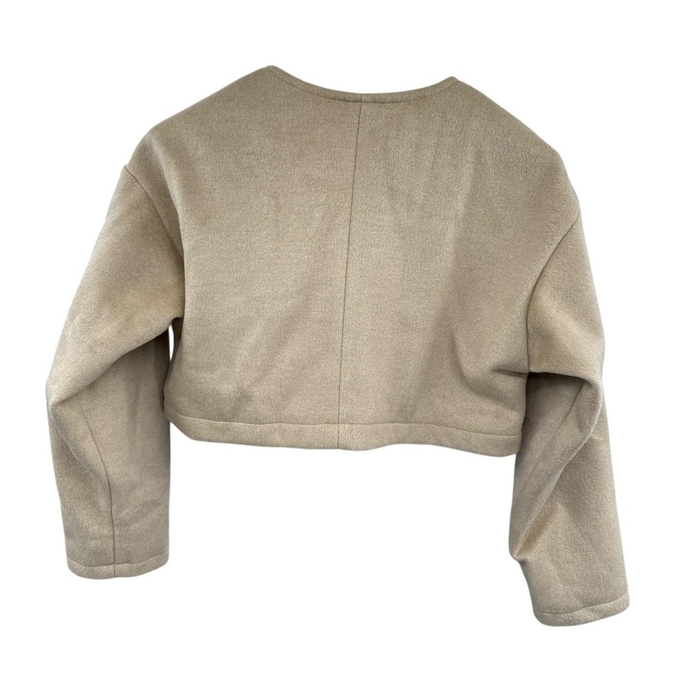 Chartou Cropped Jacket Sz S Beige Button Front Lined NWT Perfect Over Dresses - Picture 2 of 10
